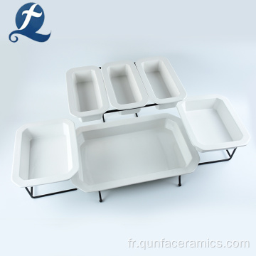 Haute qualité 6 treillis petites assiettes en céramique blanche en vente